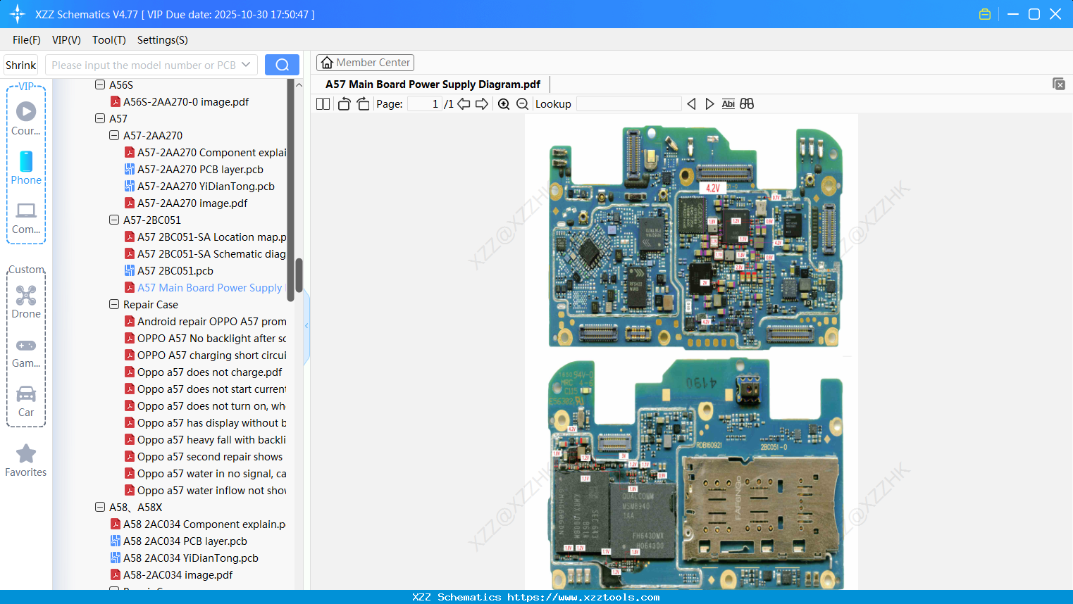 OPPO A57 Main Board Power Supply Diagram